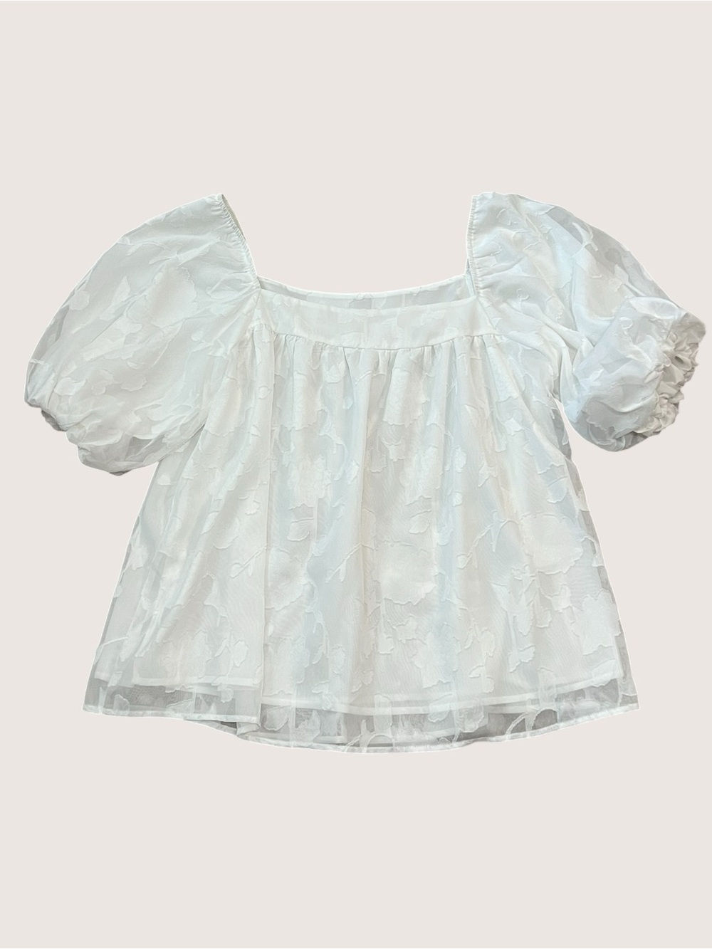 White Puff Sleeve Square Neck Off Shoulder Women's Top
